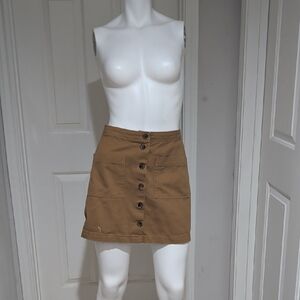 Old Navy Brown Button-Front Mini Skirt Women's 2 Vintage